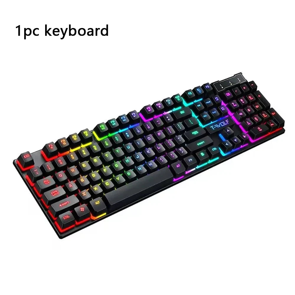 Gaming Keyboard Gamer Keyboard with Backlight USB RGB 104 Rubber Keycaps Wired Ergonomic Russian Keyboard for PC Laptop