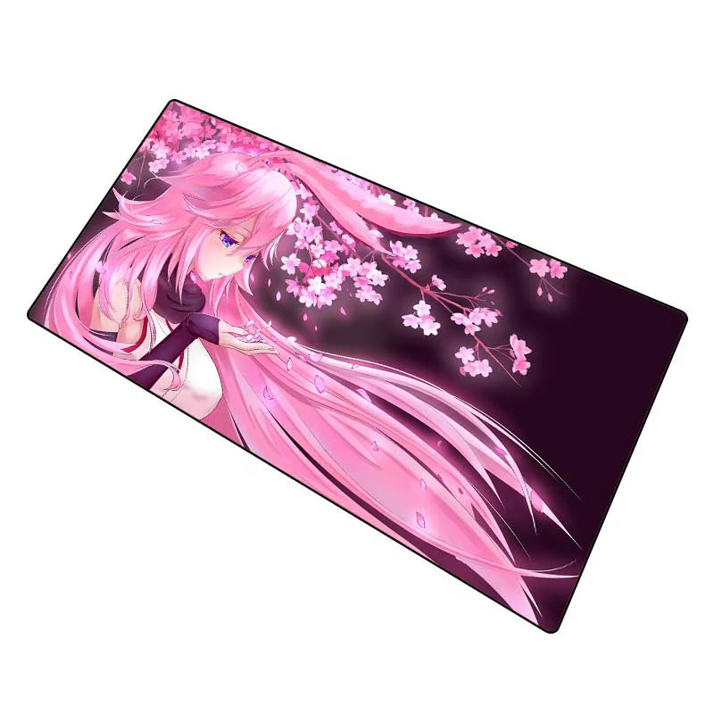 900X400/350X600Mm Anime Pink Flower Hair Girl RGB Large Gaming Mouse Pad LED Lighting Mousepad Gamer Computer Desk Mat Pad