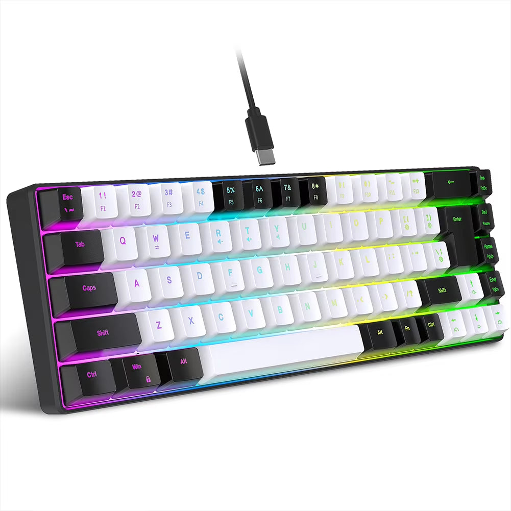 Gaming Keyboard 68 Keys Wired Computer Keyboard with RGB Backlight Keyboard for PC Laptop Gamer