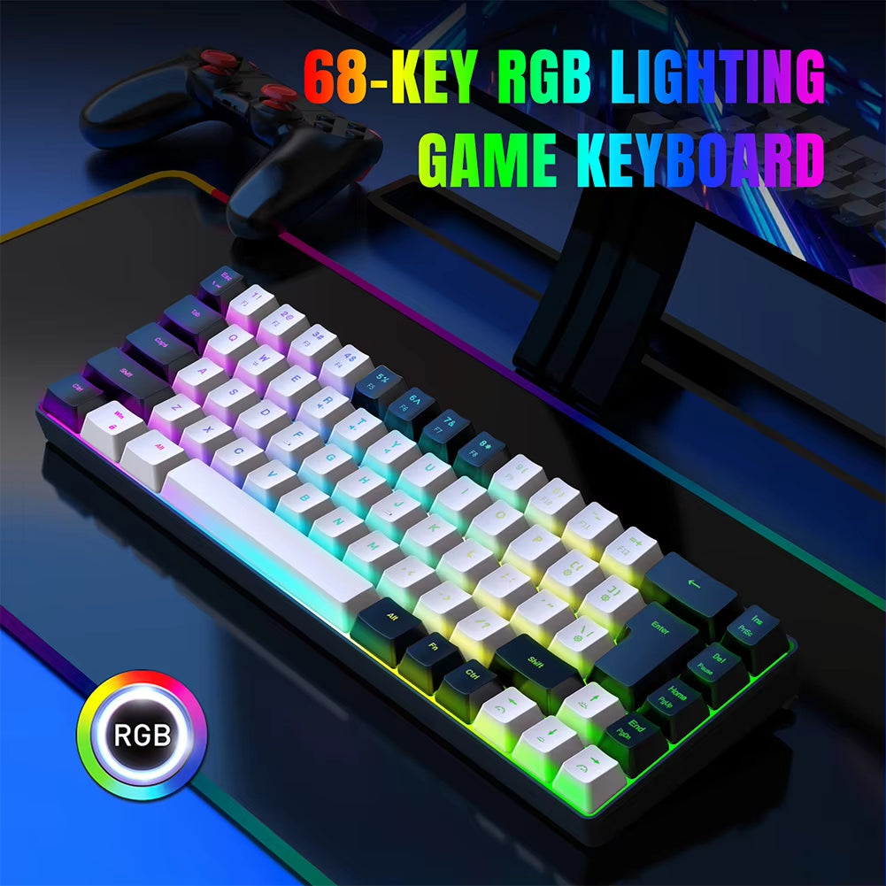 Gaming Keyboard 68 Keys Wired Computer Keyboard with RGB Backlight Keyboard for PC Laptop Gamer