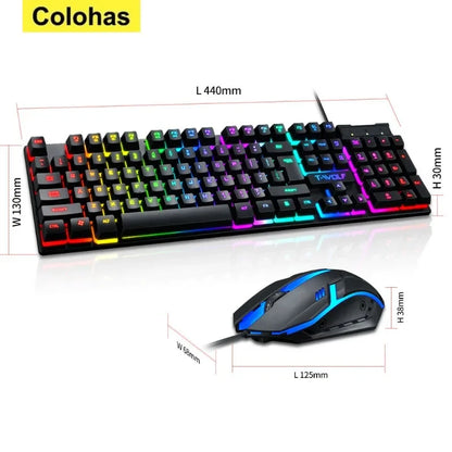 Gaming Keyboard Gamer Keyboard with Backlight USB RGB 104 Rubber Keycaps Wired Ergonomic Russian Keyboard for PC Laptop