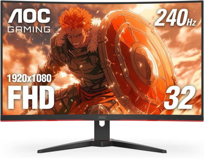 C27G2Z 27" Curved Frameless Ultra-Fast Gaming Monitor, FHD 1080P, 0.5Ms 240Hz, Freesync, 2X HDMI 2.0, 1X Display Port, Height Adjustable, Xbox PS5 Switch Ready, 3-Year Zero-Bright-Dot