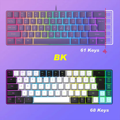 Gaming Keyboard 68 Keys Wired Computer Keyboard with RGB Backlight Keyboard for PC Laptop Gamer