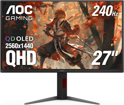 C27G2Z 27" Curved Frameless Ultra-Fast Gaming Monitor, FHD 1080P, 0.5Ms 240Hz, Freesync, 2X HDMI 2.0, 1X Display Port, Height Adjustable, Xbox PS5 Switch Ready, 3-Year Zero-Bright-Dot