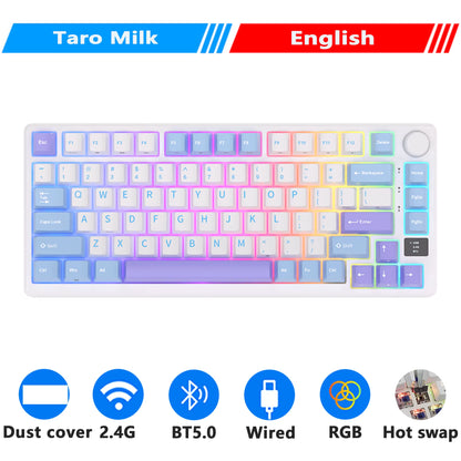 M75  ROYAL KLUDGE 2.4G Wireless/Bluetooth/Usb-C Mechanical Keyboard 81Keys RGB Hot-Swappable Gasket Gamer Keyboard with Screen