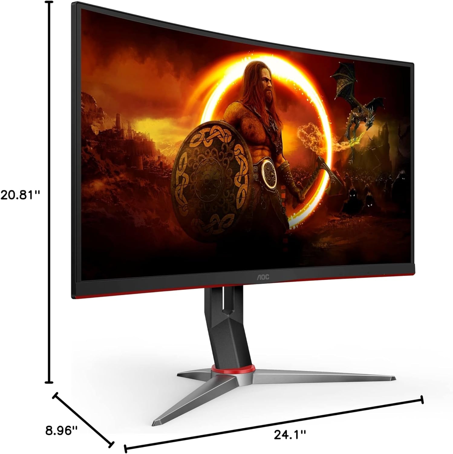 C27G2Z 27" Curved Frameless Ultra-Fast Gaming Monitor, FHD 1080P, 0.5Ms 240Hz, Freesync, 2X HDMI 2.0, 1X Display Port, Height Adjustable, Xbox PS5 Switch Ready, 3-Year Zero-Bright-Dot